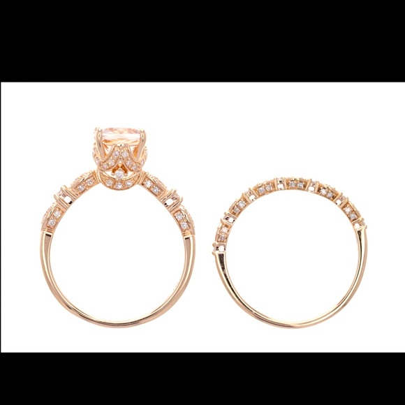 🌹14k Rose Gold Vintage Insp. Morganite & Diamond - Picture 3 of 6